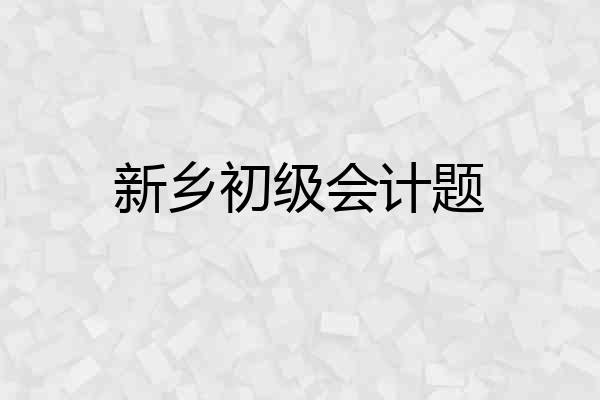 新乡初级会计题