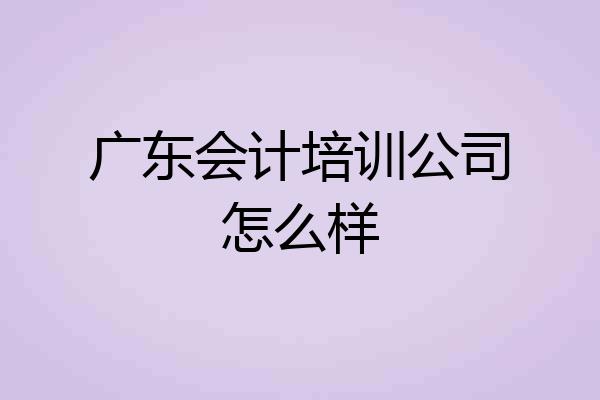 广东会计培训公司怎么样