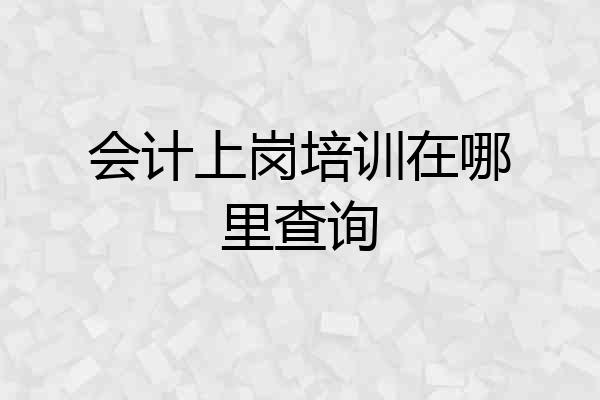 会计上岗培训在哪里查询