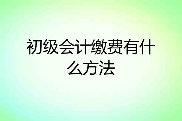初级会计缴费有什么方法