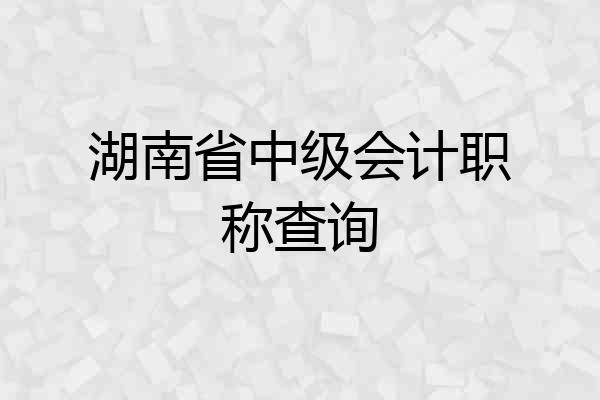 湖南省中级会计职称查询