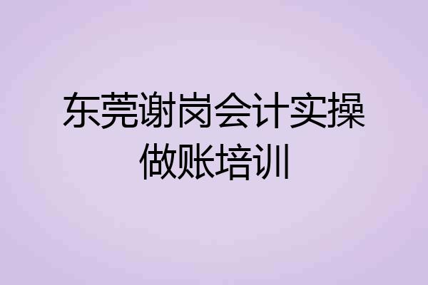 东莞谢岗会计实操做账培训