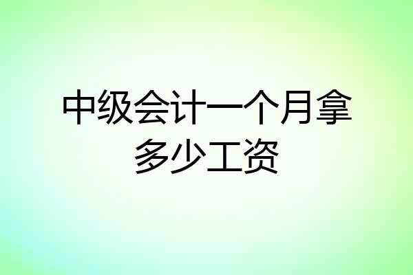 中级会计一个月拿多少工资