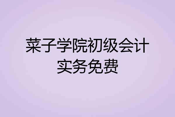 菜子学院初级会计实务免费