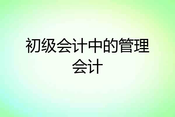 初级会计中的管理会计