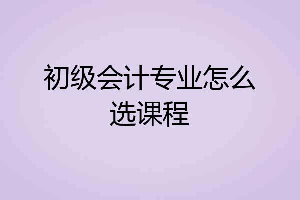 初级会计专业怎么选课程