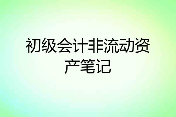 初级会计非流动资产笔记