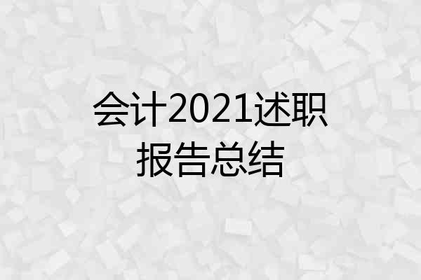 会计2021述职报告总结