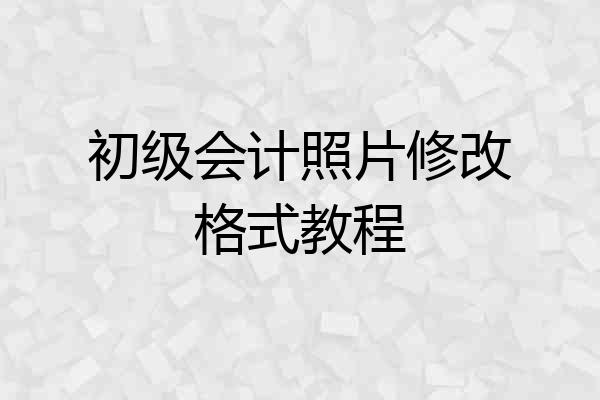 初级会计照片修改格式教程