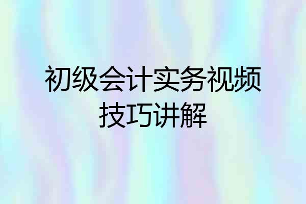 初级会计实务视频技巧讲解