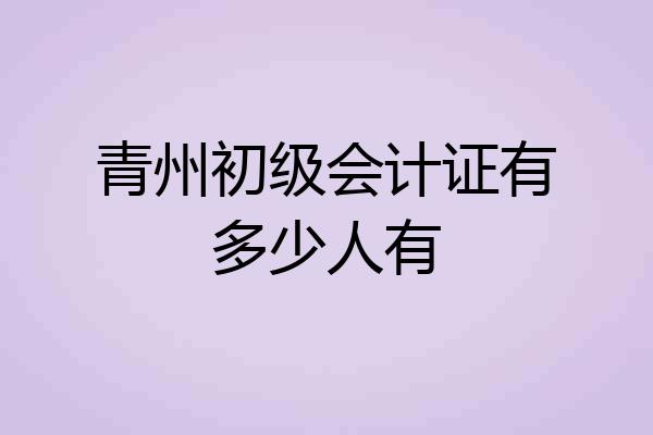 青州初级会计证有多少人有