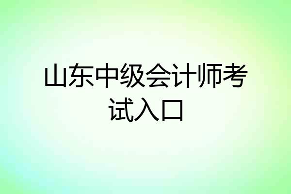 山东中级会计师考试入口