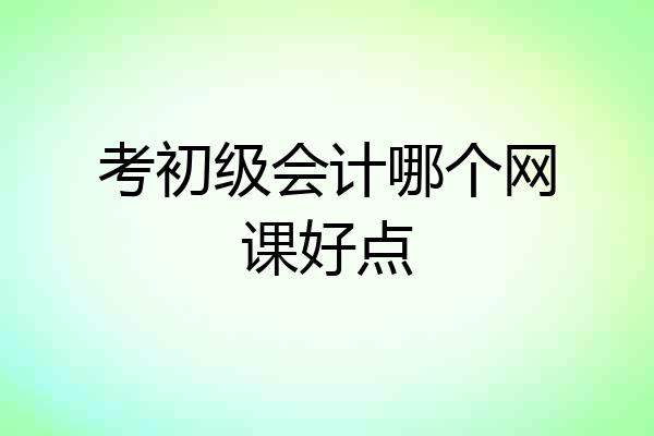 考初级会计哪个网课好点