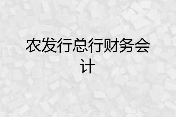 农发行总行财务会计