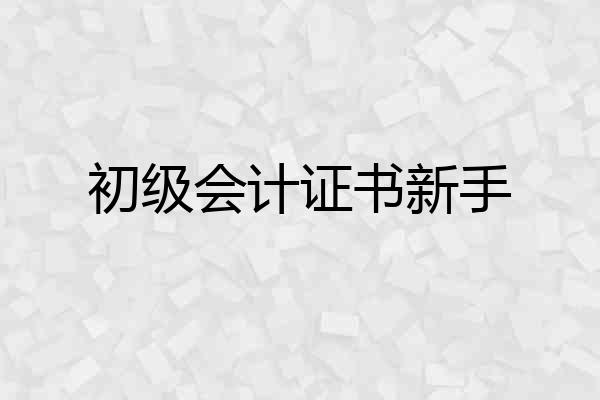 初级会计证书新手