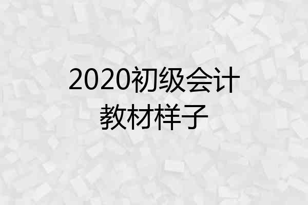 2020初级会计教材样子