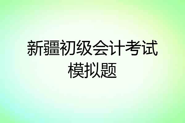 新疆初级会计考试模拟题