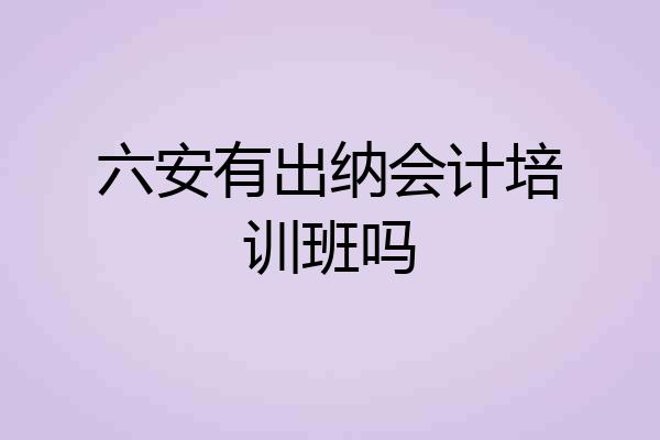 六安有出纳会计培训班吗