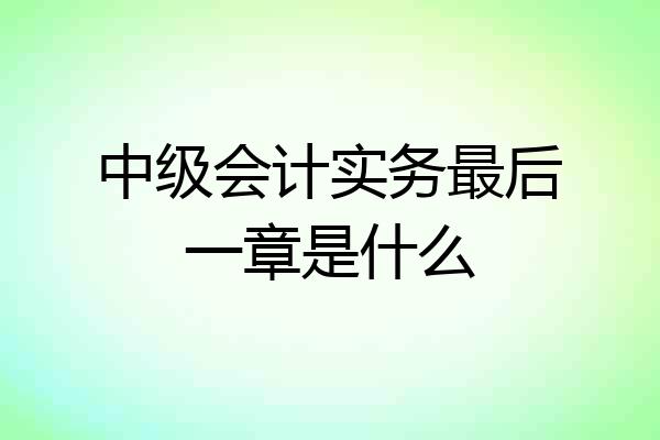 中级会计实务最后一章是什么