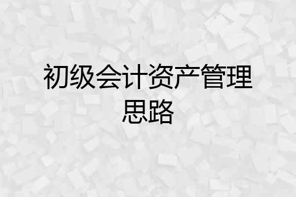 初级会计资产管理思路