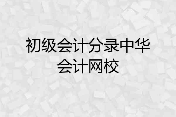 初级会计分录中华会计网校