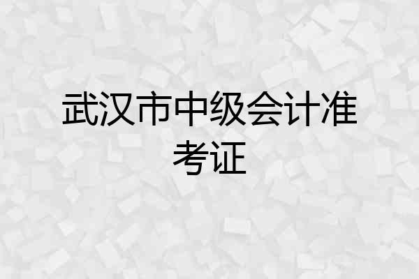 武汉市中级会计准考证
