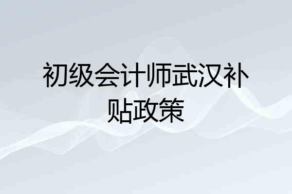 初级会计师武汉补贴政策
