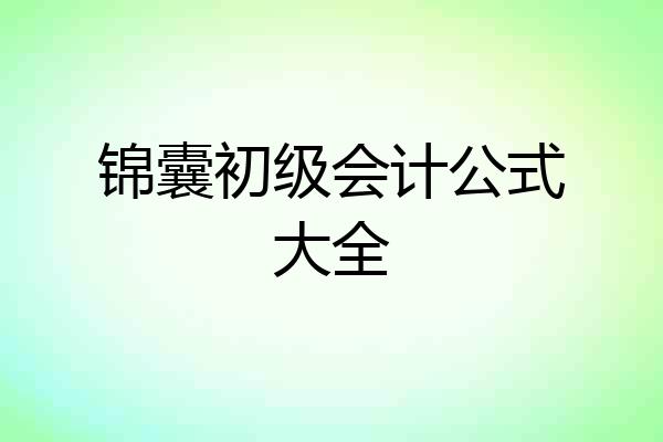 锦囊初级会计公式大全