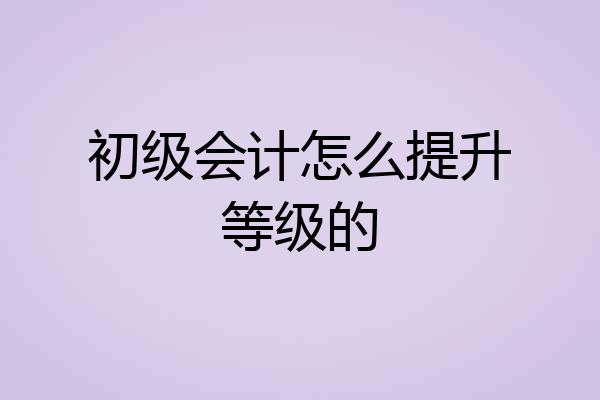 初级会计怎么提升等级的