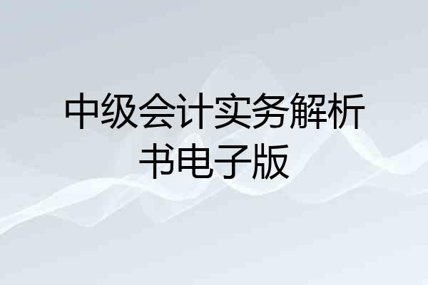 中级会计实务解析书电子版