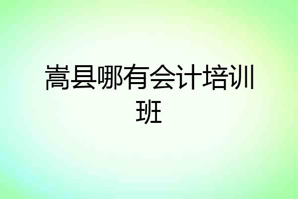 嵩县哪有会计培训班