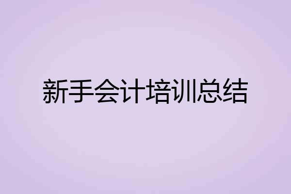 新手会计培训总结