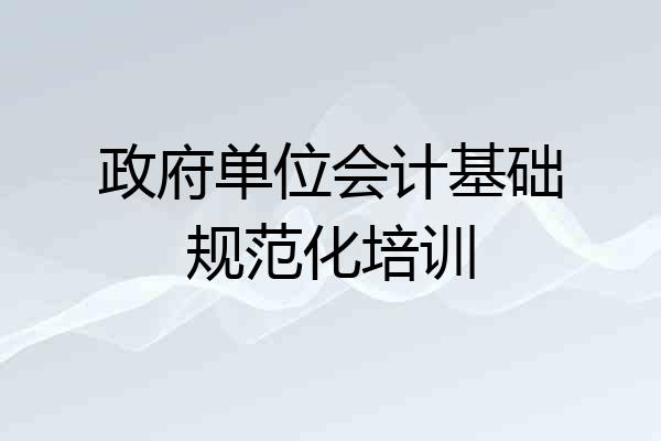 政府单位会计基础规范化培训