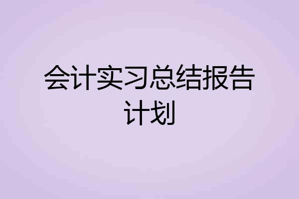 会计实习总结报告计划
