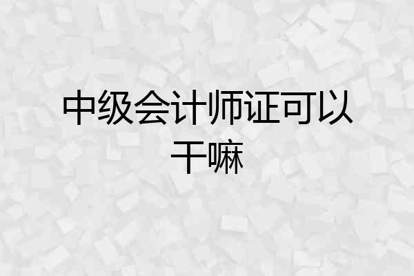 中级会计师证可以干嘛