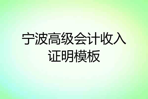 宁波高级会计收入证明模板