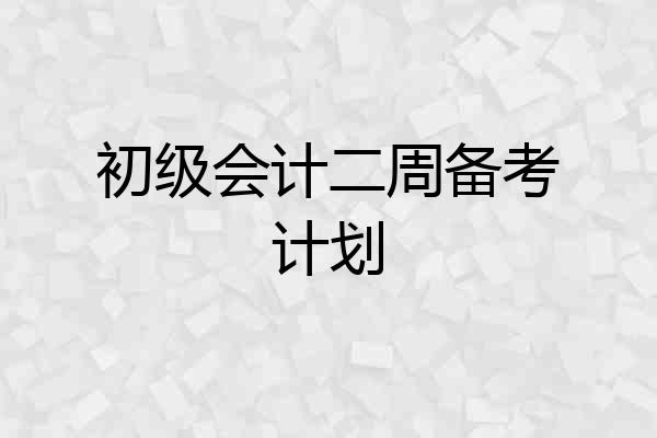 初级会计二周备考计划