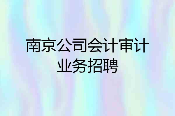 南京公司会计审计业务招聘