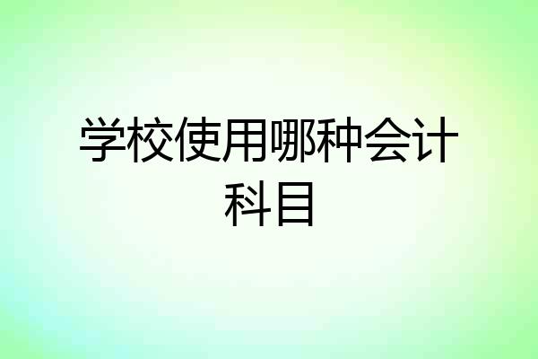 学校使用哪种会计科目