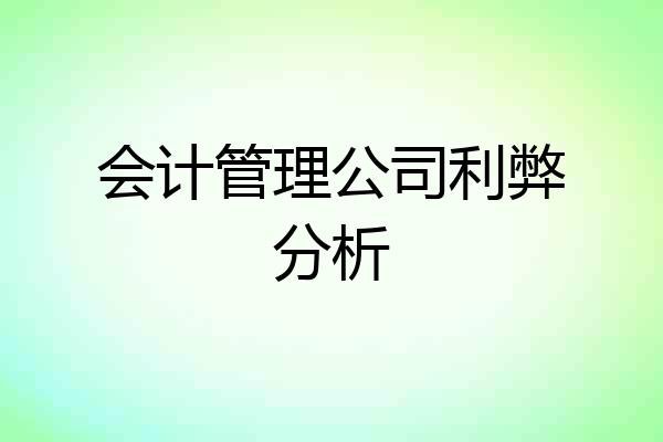 会计管理公司利弊分析