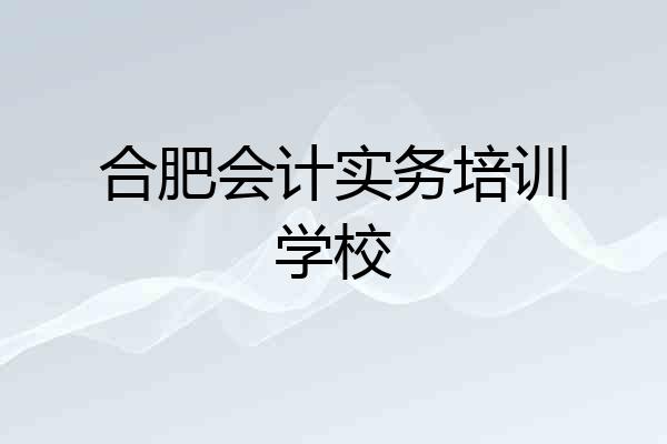 合肥会计实务培训学校