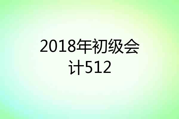 2018年初级会计512