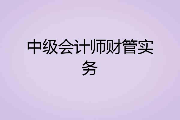 中级会计师财管实务