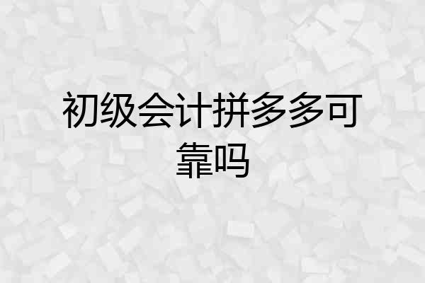 初级会计拼多多可靠吗