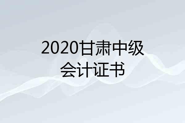 2020甘肃中级会计证书