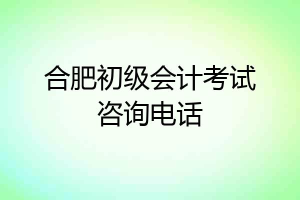 合肥初级会计考试咨询电话