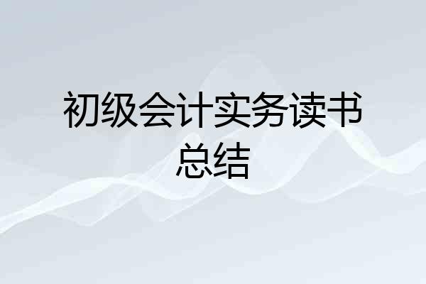 初级会计实务读书总结