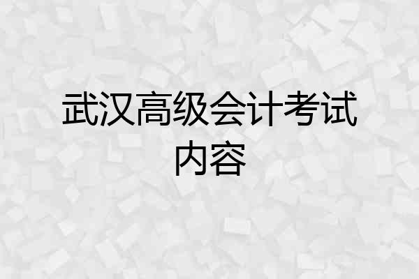 武汉高级会计考试内容