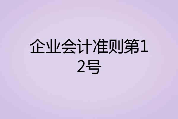 企业会计准则第12号