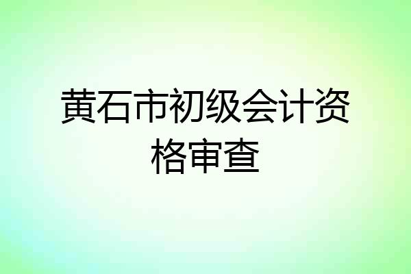 黄石市初级会计资格审查